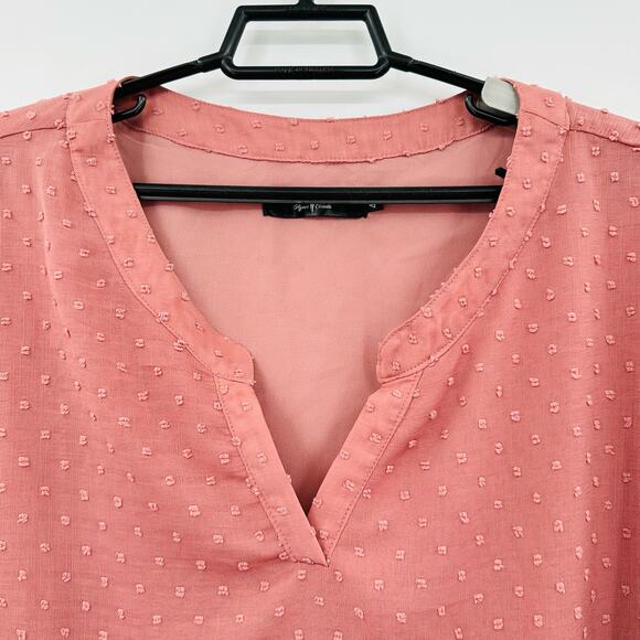 Agnes Orinda Swiss Dot Popover Top Womens Plus Size 4X Pink Sheer Overlay NWT - Picture 7 of 7